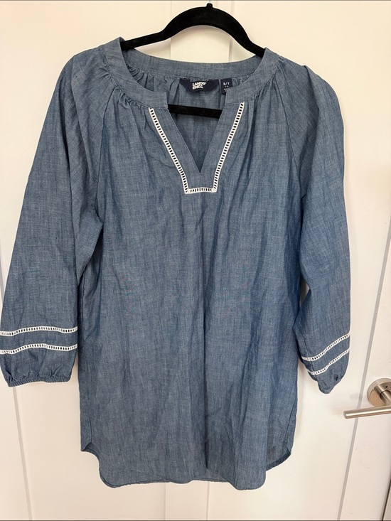 Lands' End Tops - Lands' End Blue Chambray Tunic with White Trim